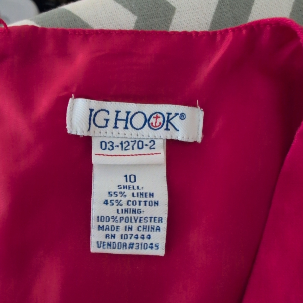 J. G. Hook Women's Sheath Dress 10 Red Linen/Cotton Lined Knee Length Classic - Picture 12 of 12